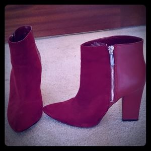 Nine west burgundy suede/leather boots